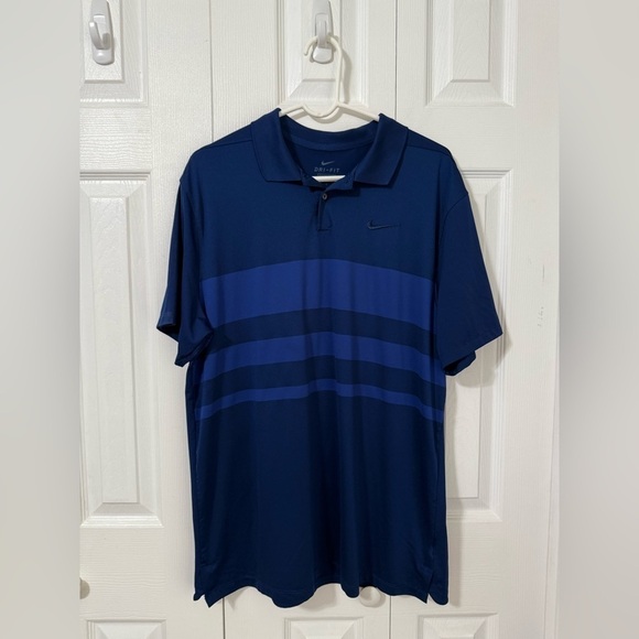 Nike Men’s Dri-Fit Golf Polo Blue Color block Short Sleeve Shirt Standard fit L - Picture 7 of 7
